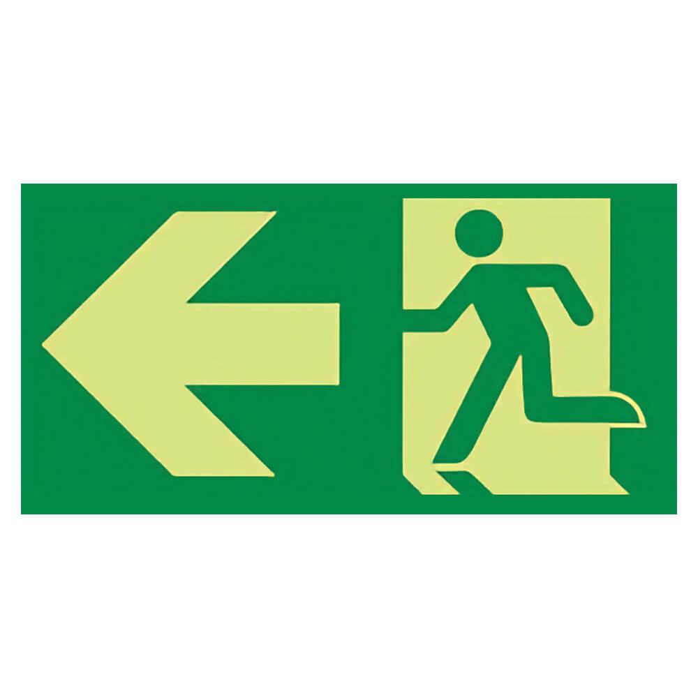 "Fire Exit Left" Glow in the Dark Safety Sign