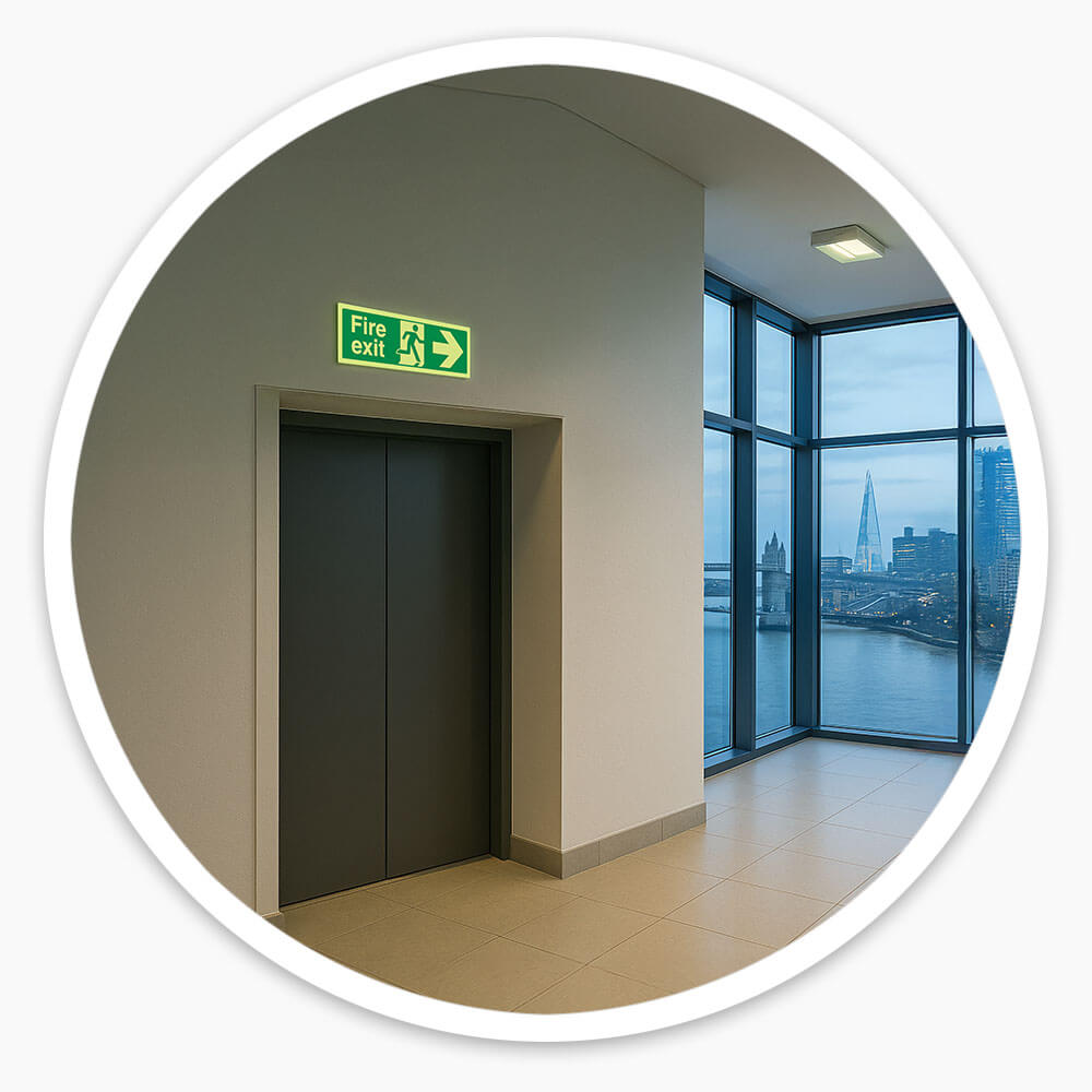 "Fire Exit Right" Glow in the Dark Safety Sign
