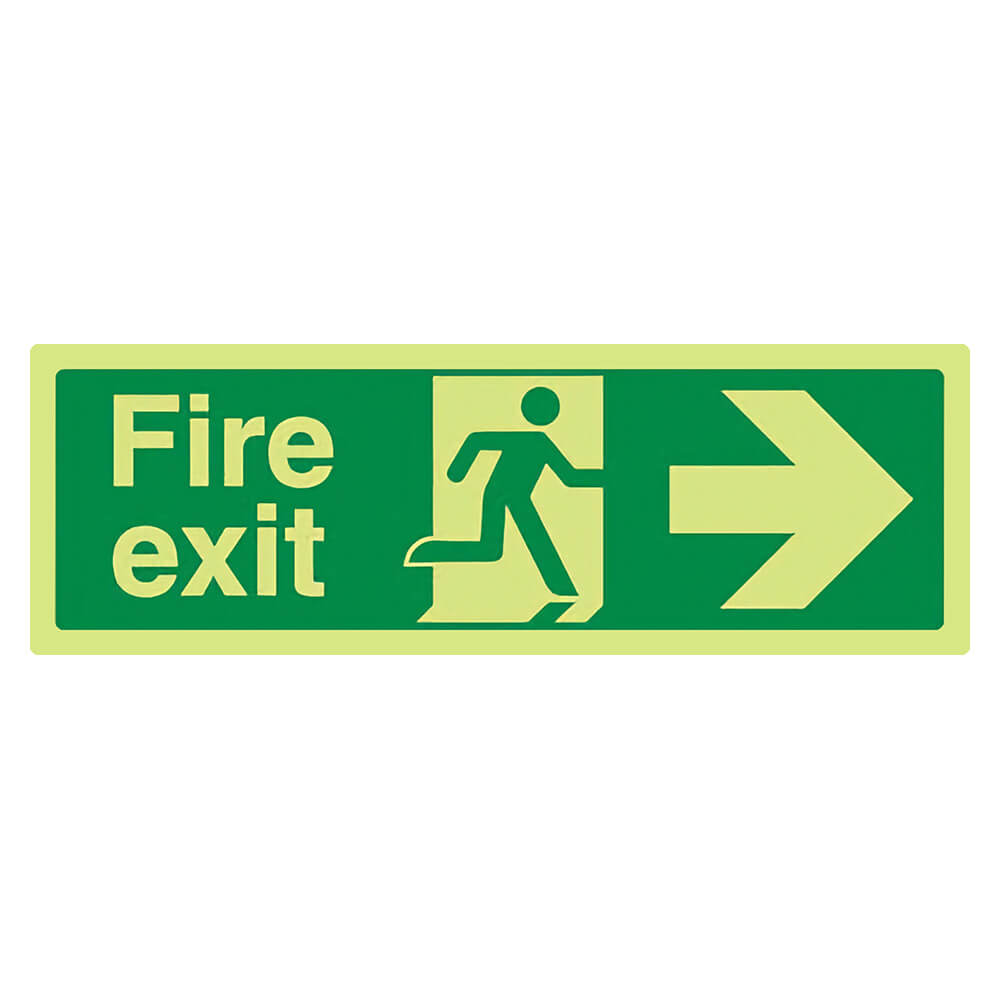 "Fire Exit Right" Glow in the Dark Safety Sign
