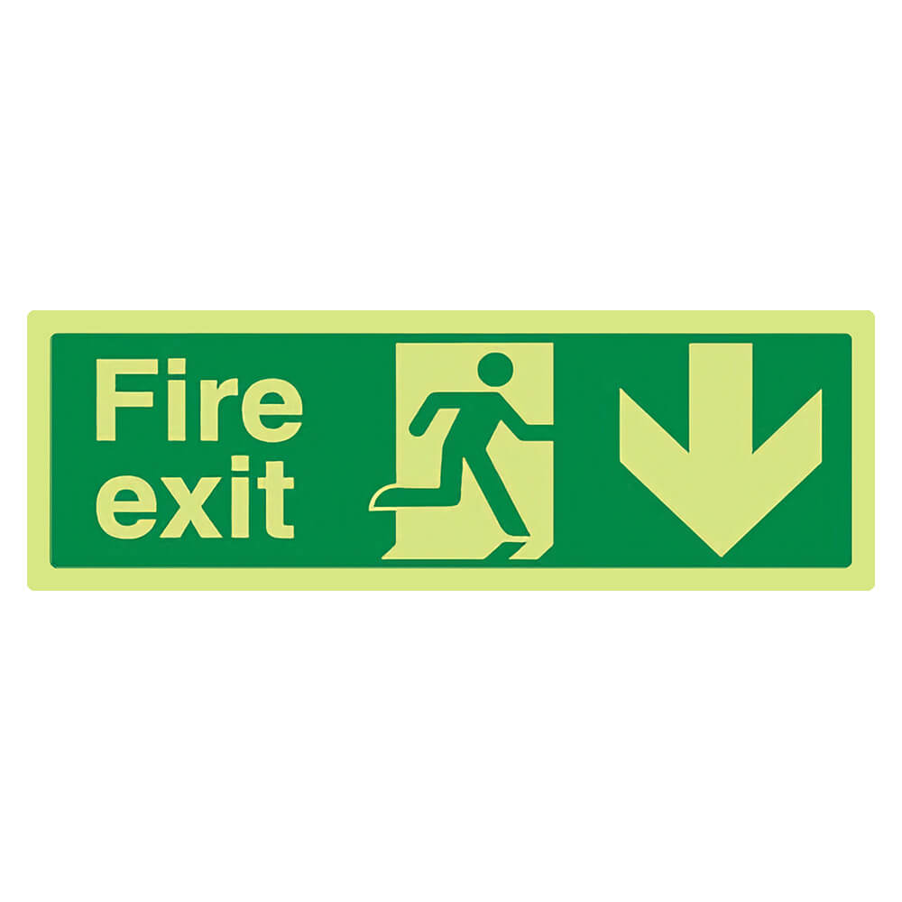 "Fire Exit Down" Glow in the Dark Safety Sign