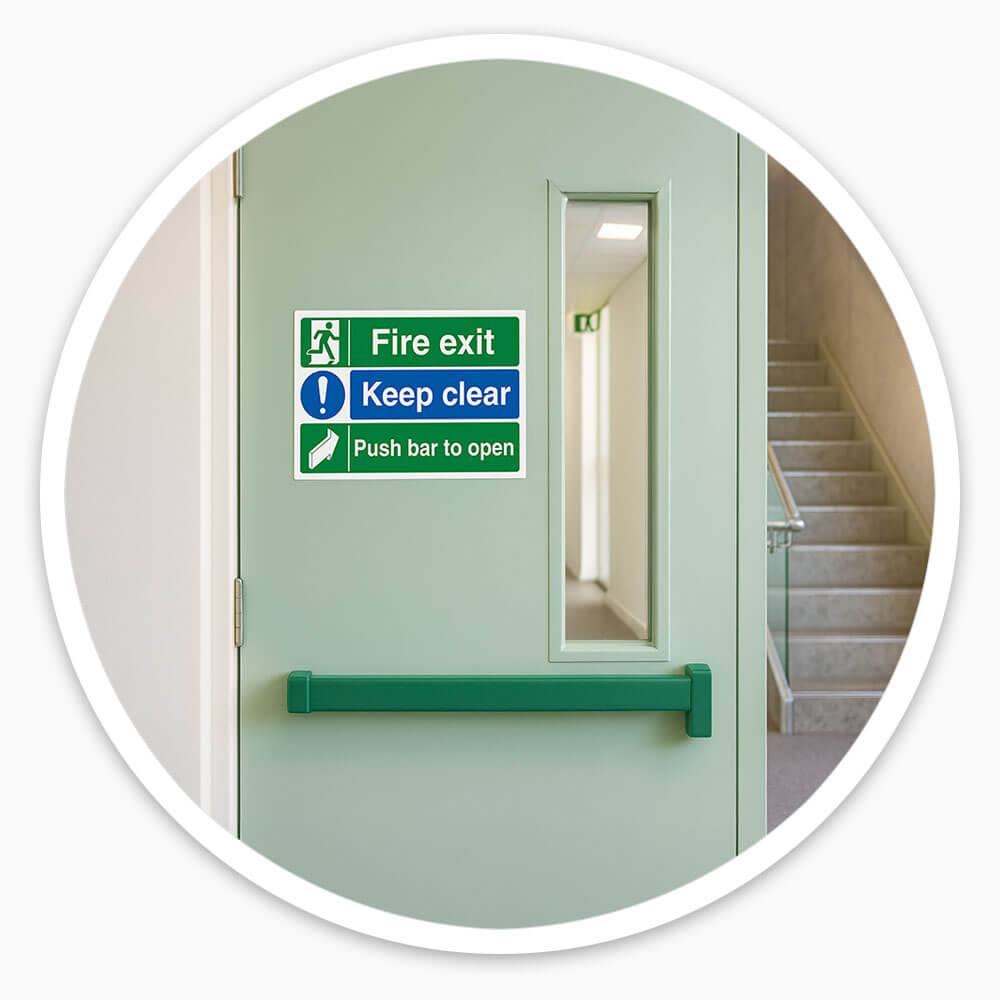 "Fire Exit Push Bar to Open" Fire Exit Sign