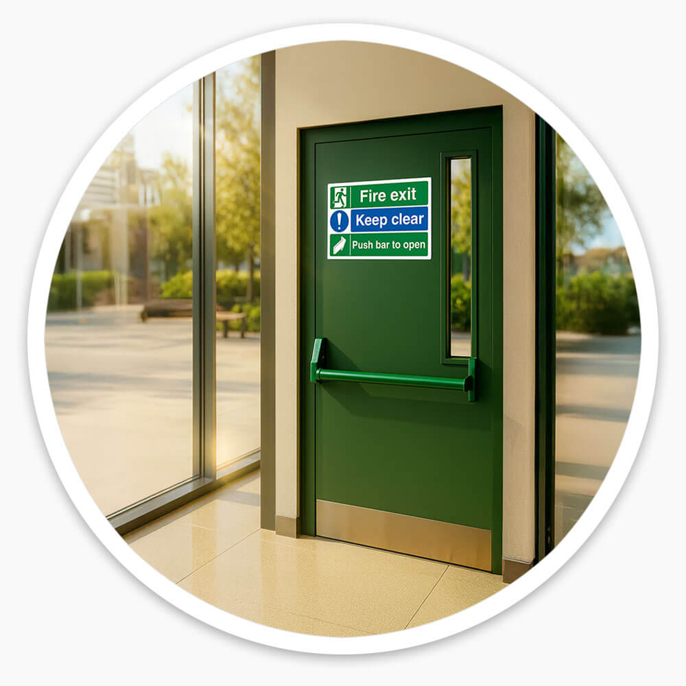 "Fire Exit Push Bar to Open" Fire Exit Sign
