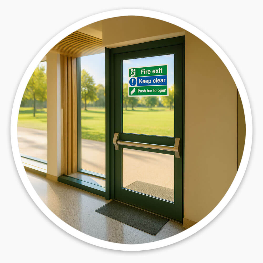 "Fire Exit Push Bar to Open" Fire Exit Sign