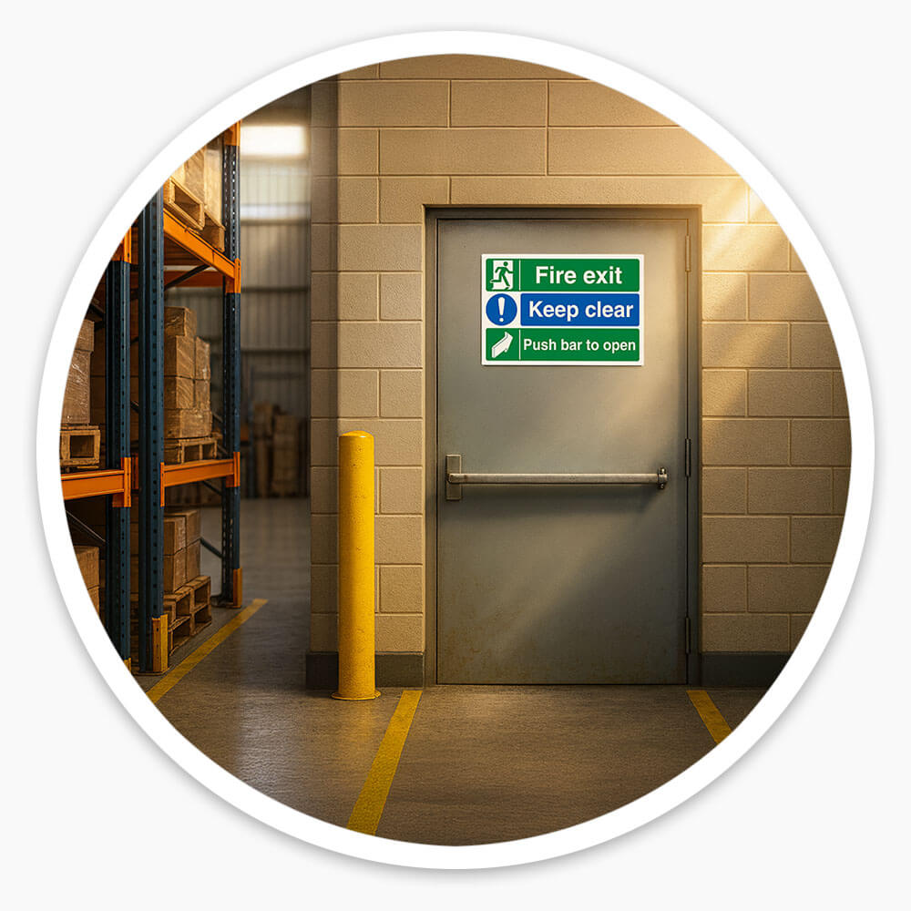 "Fire Exit Push Bar to Open" Fire Exit Sign
