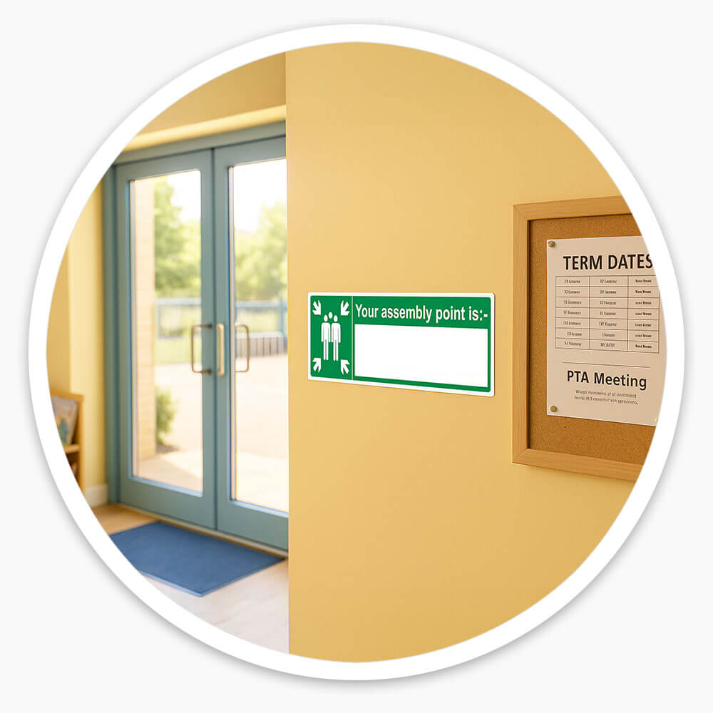 "Your Fire Assembly Point Is" Fire Exit Sign