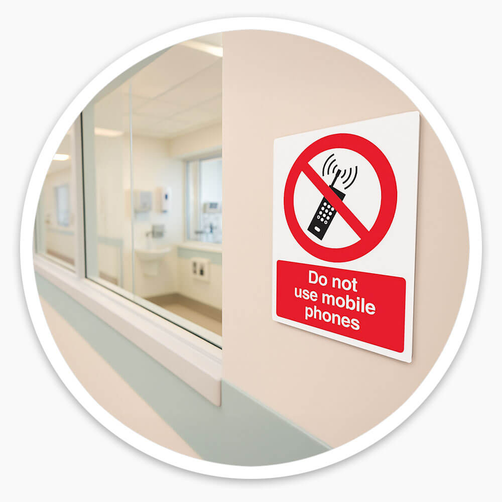 "Do Not Use Mobile Phones" Prohibition Sign