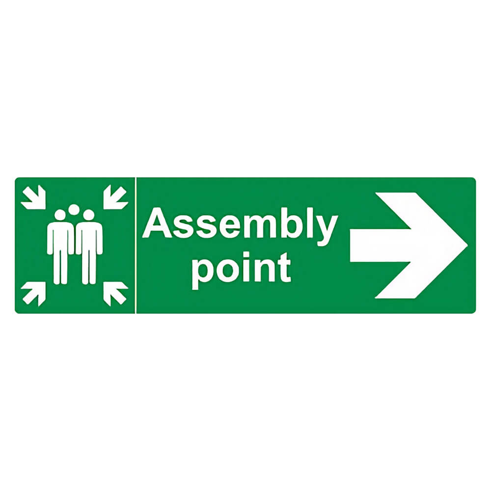 "Fire Assembly Point" Arrow Right Sign