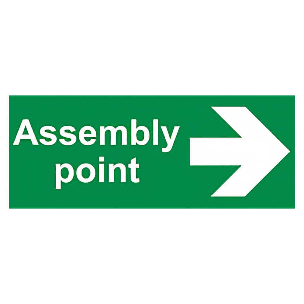"Fire Assembly Point" Arrow Right Sign