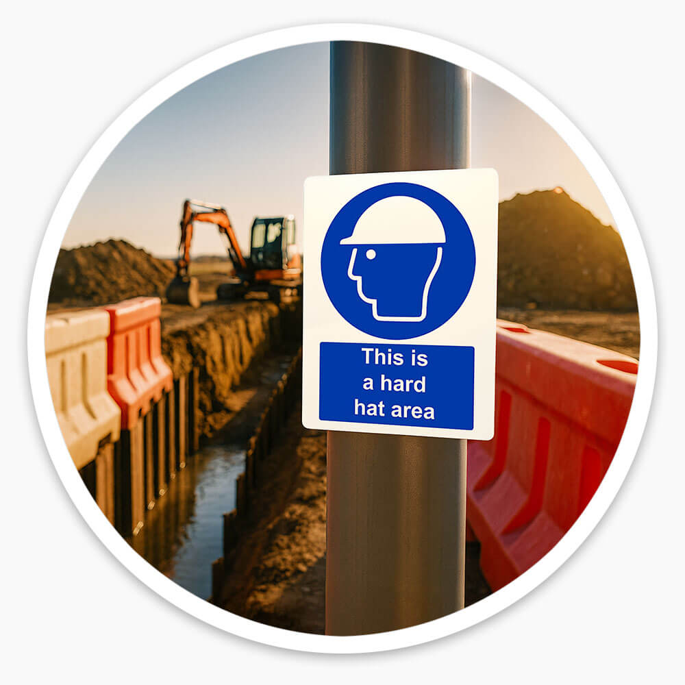 "Hard Hat Area" Mandatory Site Safety Sign
