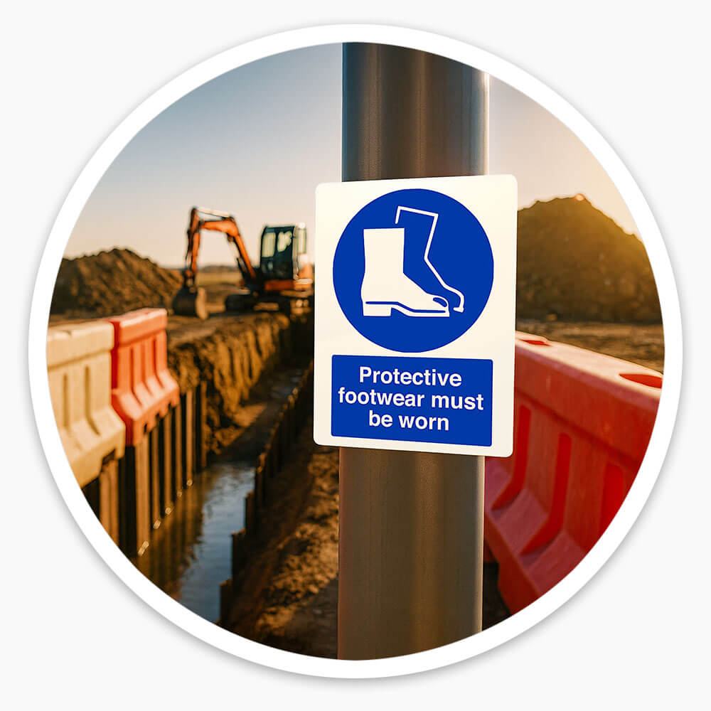 "Wear Boots" Mandatory Site Safety Sign