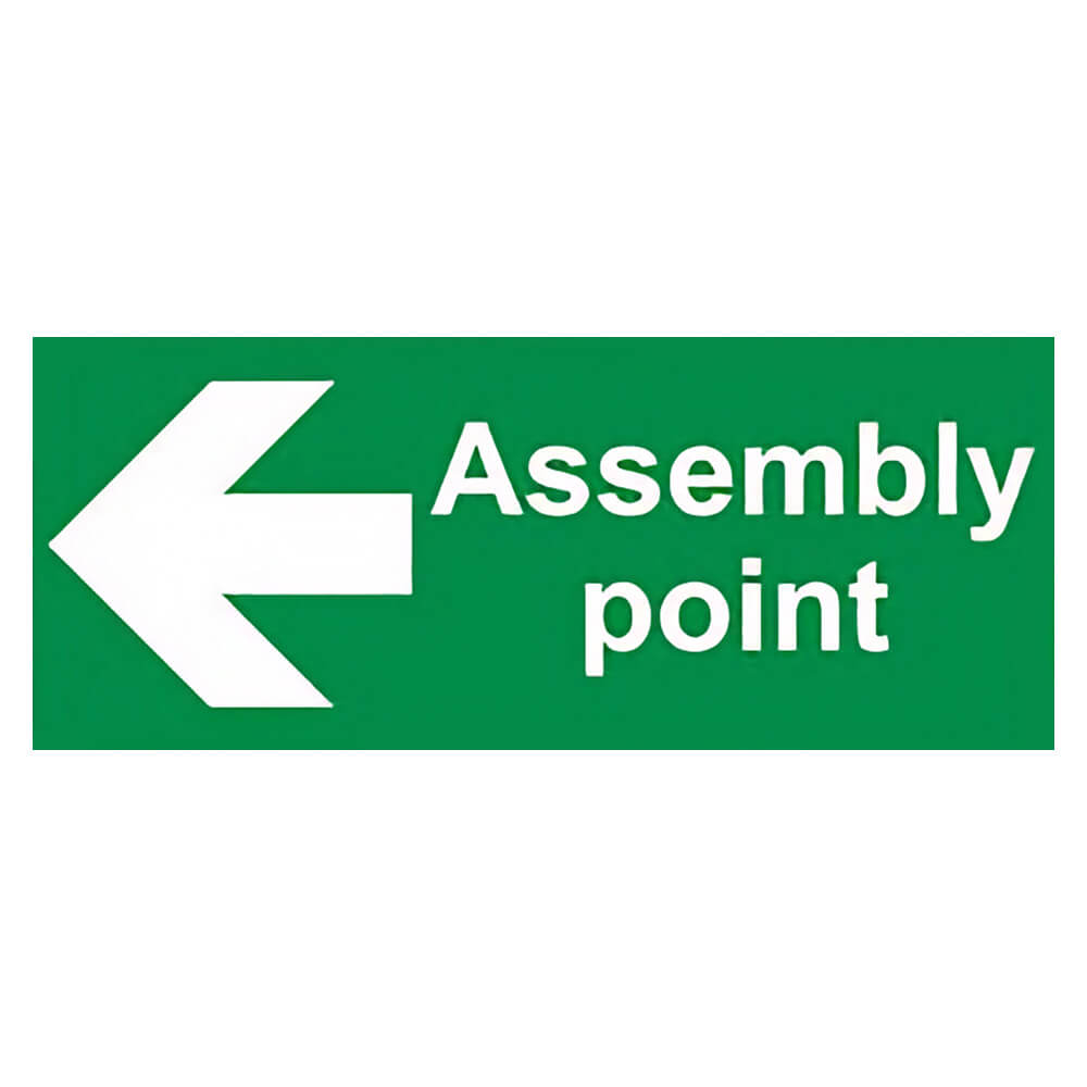 "Fire Assembly Point" Arrow Left Sign