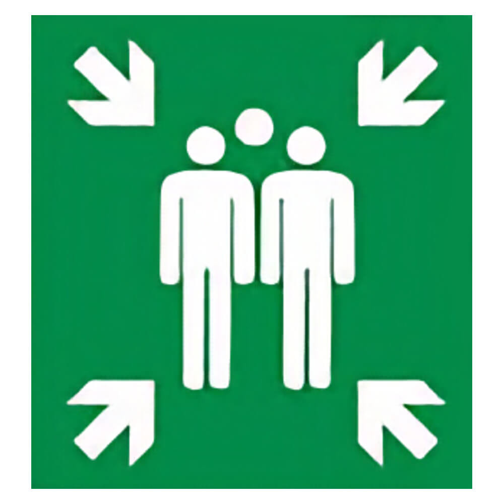 "Fire Assembly Point" Arrow Left Sign