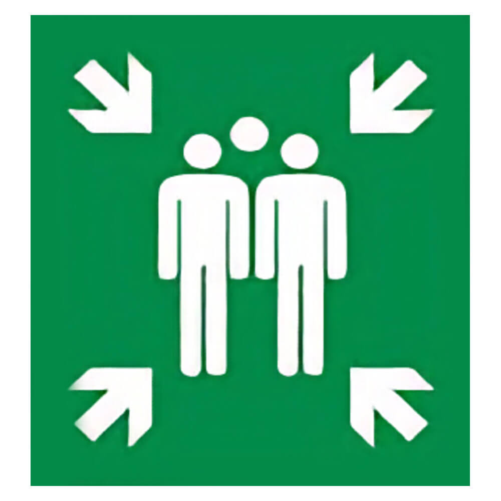 "Fire Assembly Point" Arrow Up Sign