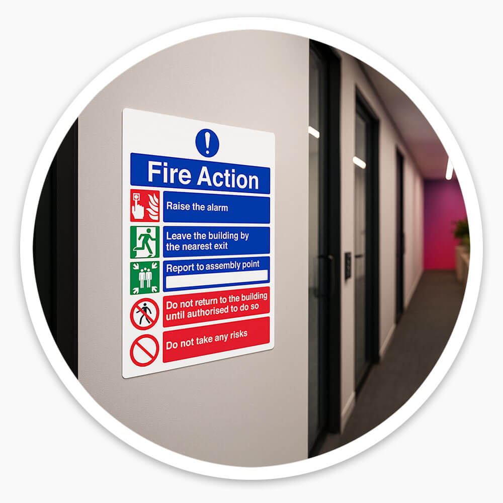 "Fire Action Notice" Mandatory Site Safety Sign