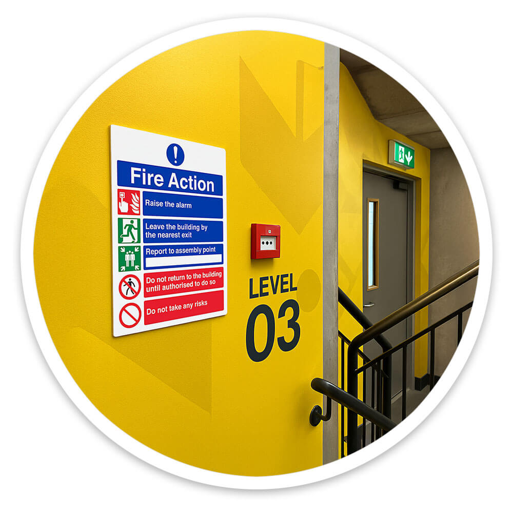 "Fire Action Notice" Mandatory Site Safety Sign