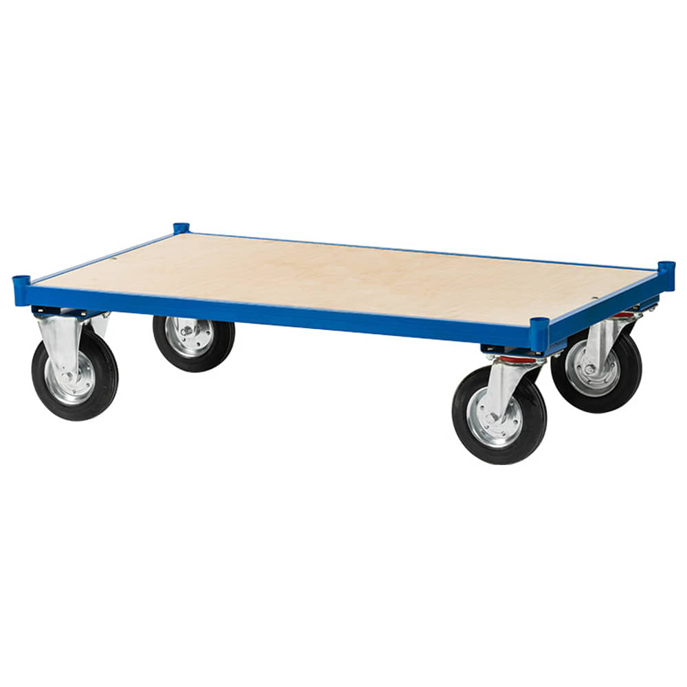 Platform Dolly Cart with blue powder-coated tubular steel frame and four castors