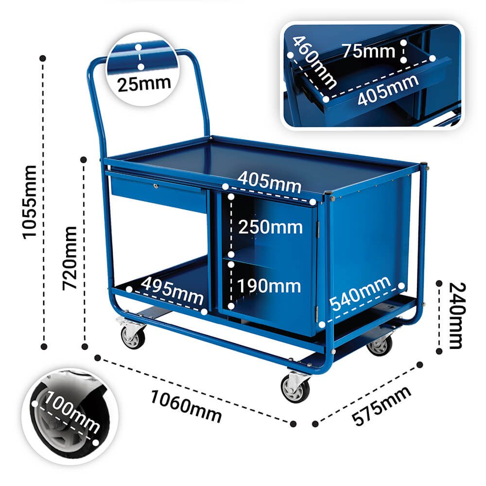 2 Tier Steel Trolley