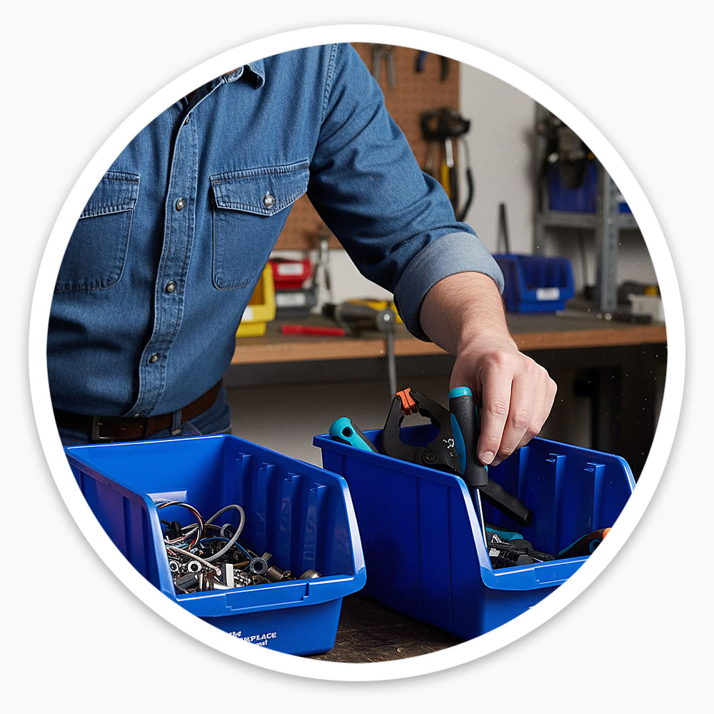 Blue Plastic Storage Bins