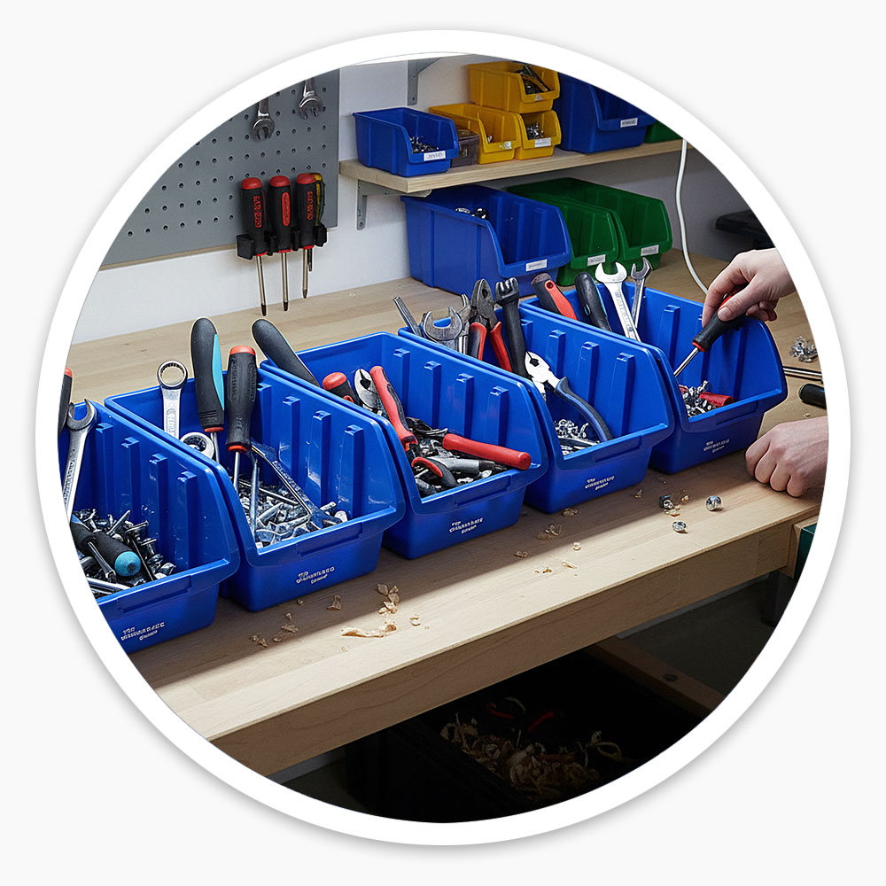 Blue Plastic Storage Bins