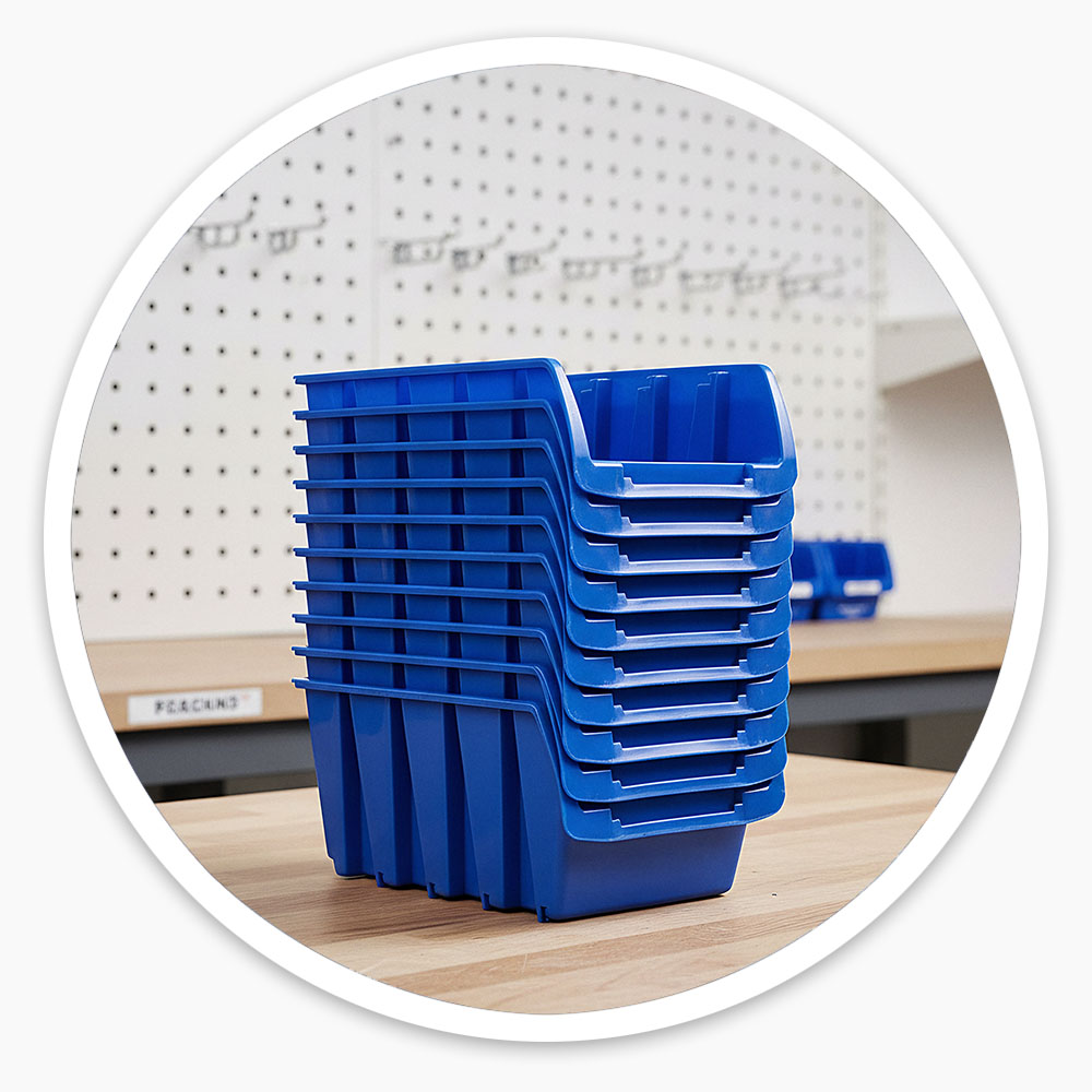 Blue Plastic Storage Bins