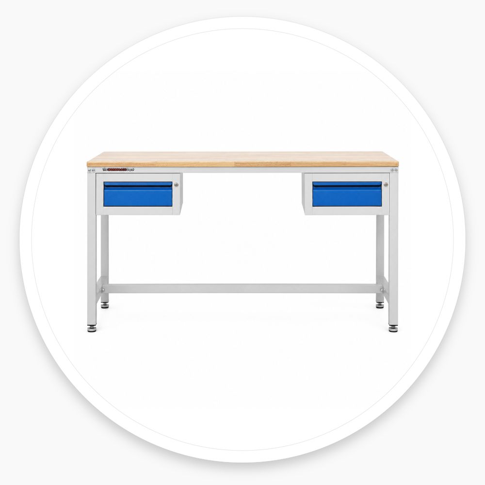 Long Workbench with Drawers