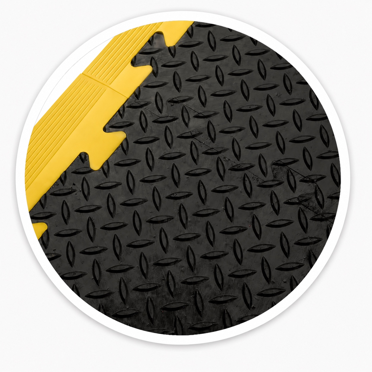 Interlocking Floor Tile Ramped Edging - Male & Female - Black & Yellow - 470 x 60 x 12mm