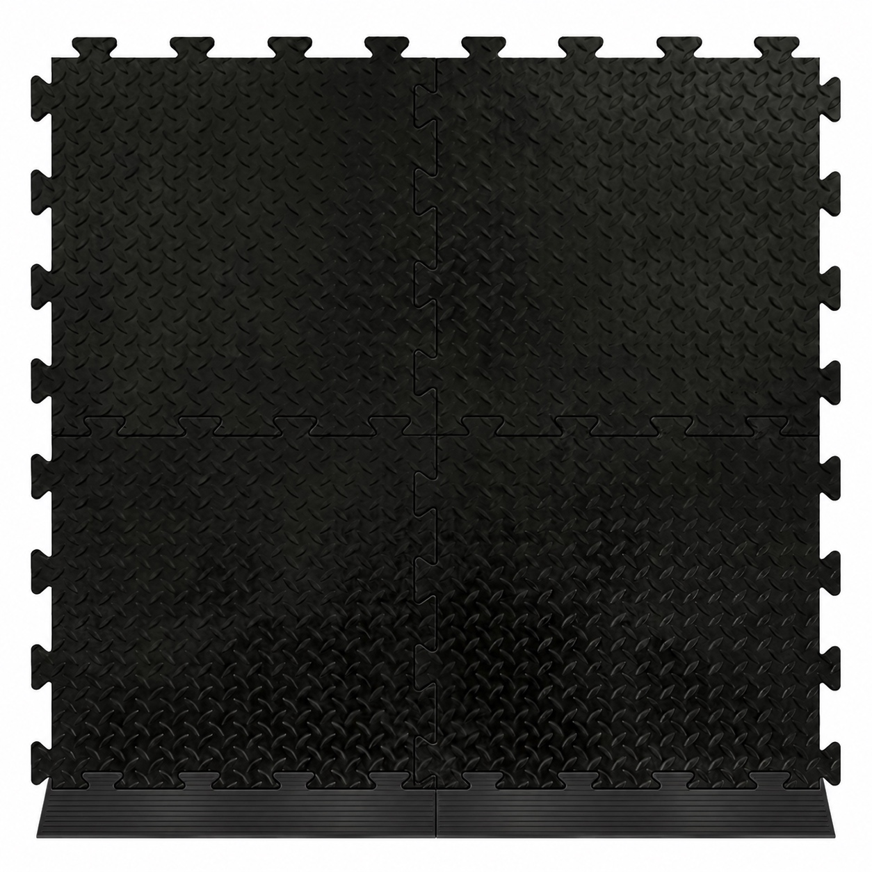 Interlocking Floor Tile Ramped Edging - Male & Female - Black & Yellow - 470 x 60 x 12mm