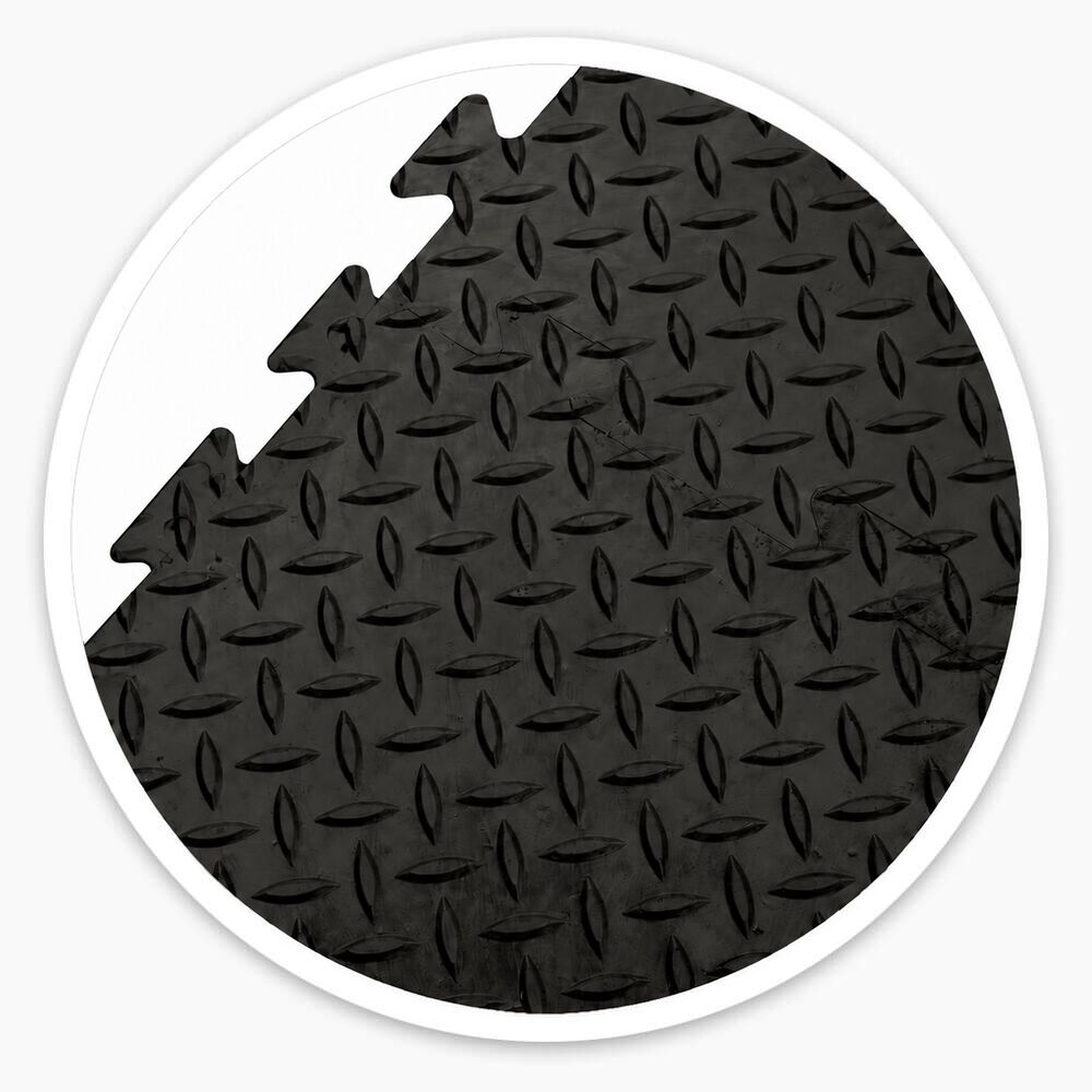 Black interlocking checker plate vinyl floor tiles